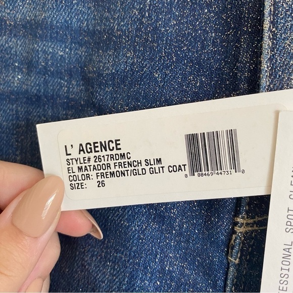 L’ Agence El Matador French Slim in Fremont/ Gold Glitter Coat - Picture 6 of 7